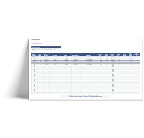 Free Excel Inventory Templates | Inventory Management Made Easy - Wise