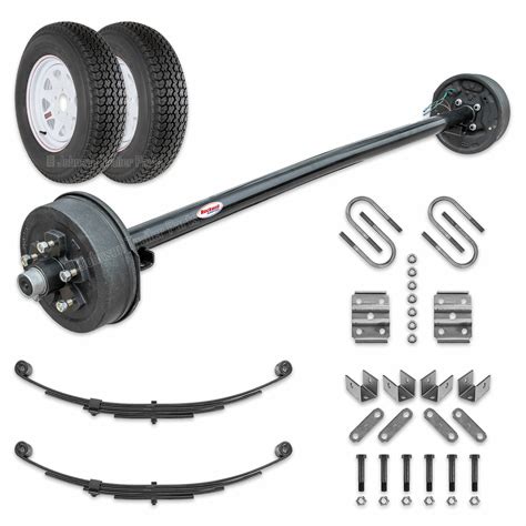 3,500 lb Idler Axle Running Gear Set with Wheel & Tires | Trailer Axle Kits