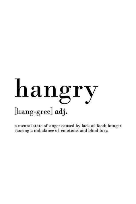 "Hangry definition funny quote" Canvas Print for Sale by banginT | Food quotes funny ...