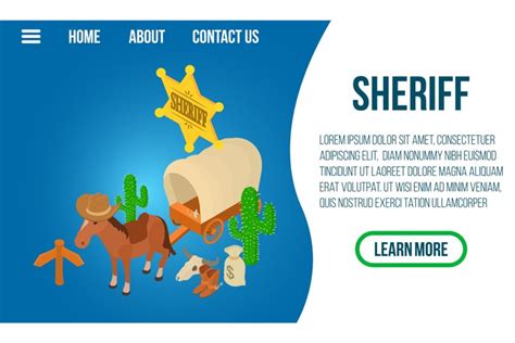 Sheriff concept banner, isometric style