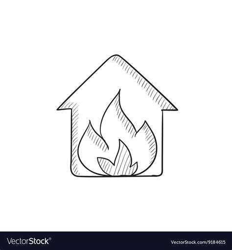 House on fire sketch icon Royalty Free Vector Image