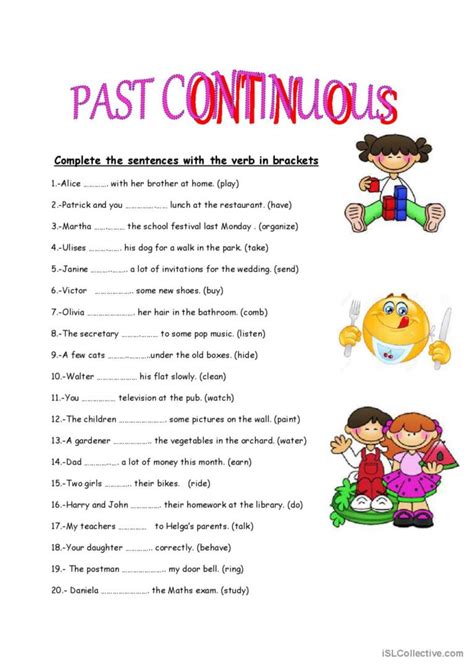 Past Continuous Tense Esl Grammar Exercises Worksheet Grammar | The ...