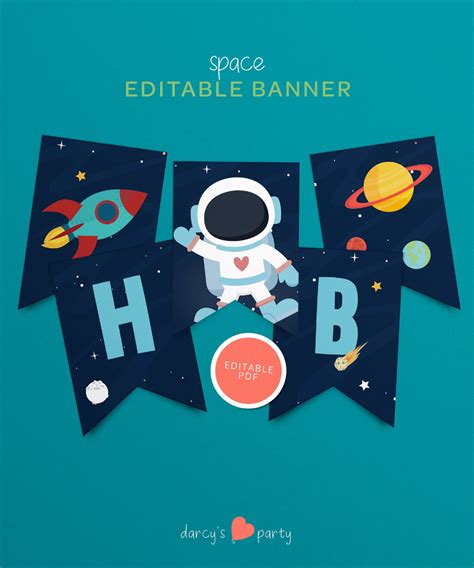 Space Birthday Decoration EDITABLE Printable Banner Happy | Etsy in 2021 | Space birthday, Happy ...
