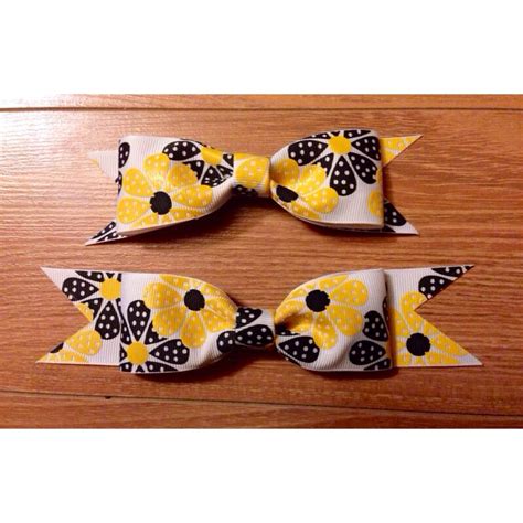 Large/medium White, Black, and Yellow Floral Bow Clip on Storenvy