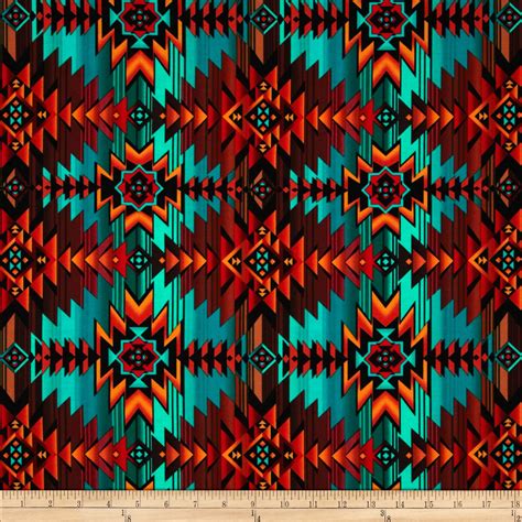 Timeless Treasures Southwest Blanket Turquoise Fabric | Southwestern upholstery fabric ...