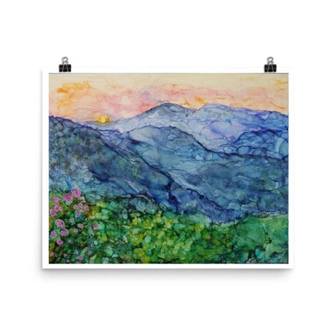 Blue Ridge Mountain Painting Print Landscape Wall Art - Etsy