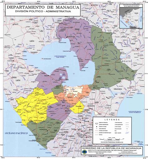 Managua Department Administrative Political Map, Nicaragua