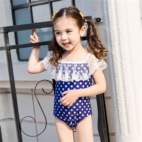 Summer Baby Girl Swimsuit Dot Lace Children Swimwear Slim Suit Lovely Beach Wear Tankini Bathing ...