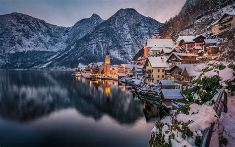 HD wallpaper: Towns, Hallstatt, Austria, Lake, Mountain, Winter ...