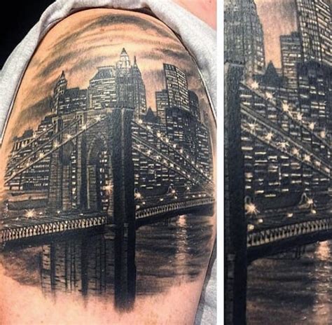 60 New York Skyline Tattoo Designs For Men - Big Apple Ink Ideas