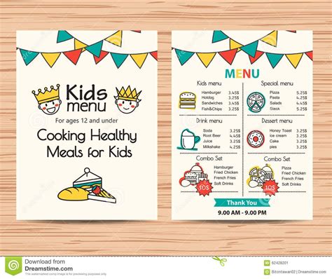 Food Children's Menu Template Design Print Kids Activity Menu DIY Instant Download Restaurant ...