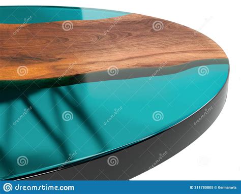 Round Live Edge Wooden Coffee Table With Epoxy Resin On A White Background. 3D Rendering Royalty ...