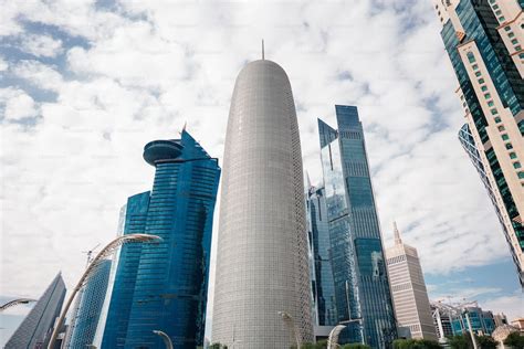 A low angle of modern skyscrapers in Doha, Qatar photo – Modern Image ...