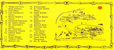 Flintstones Bedrock City Map and Brochure (1980) | ThemeParkBrochures.net