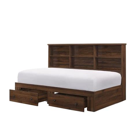 Rustic Style Wooden California King Size Bed With Bookcase Headboard, Brown - Walmart.com ...