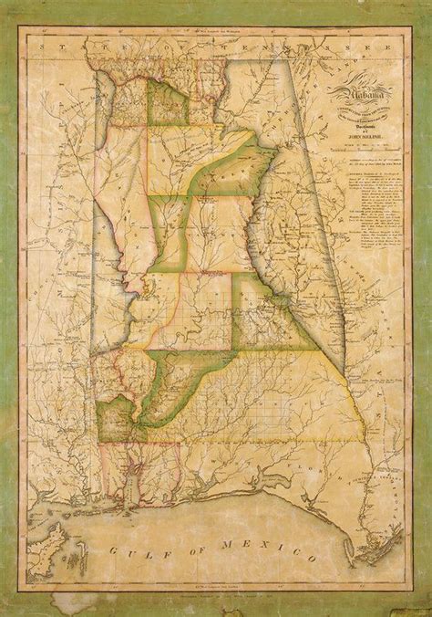 Alabama Map 1820 Old map of Alabama state 20x27 50x70 | Old map, Vintage world maps, Map