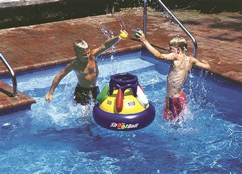 28" Water Sports Inflatable Multi-Port Shootball Floating Swimming Pool Game with Three Balls ...