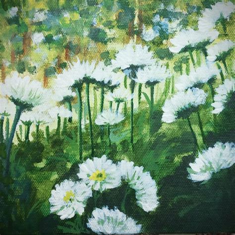 Daisies in the wild | Flower art painting, Square canvas, Flower art