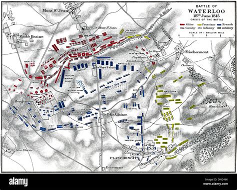 Battle of Waterloo, 18th June 1815. Crisis of the Battle. Troop plan. Published 1899 Stock Photo ...