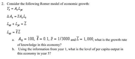 Solved Consider the following Romer model of economic | Chegg.com