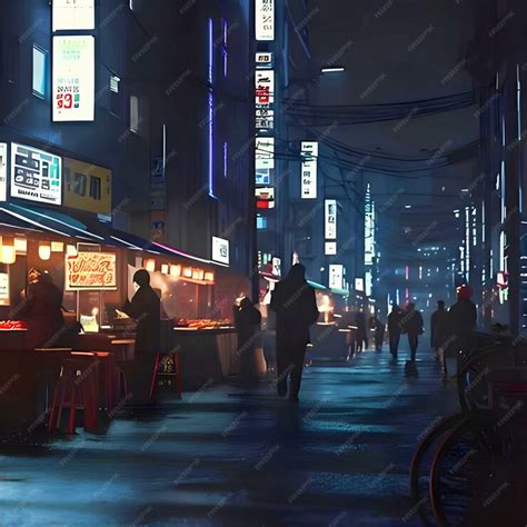 Premium AI Image | night of Japan Street food people wallpaper