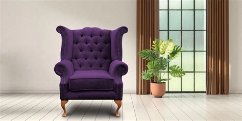 Royal Fabric Wing Chair in Purple Colour - Dreamzz Furniture | Online ...