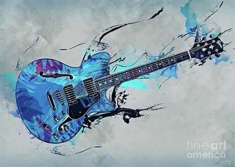 Blue Electric Guitar Digital Art by Ian Mitchell | Pixels