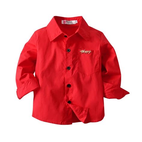 Blouse Boys Red Shirt For Boys Kids Long Sleeve Toddler Boy Shirts Autumn Children Clothing ...