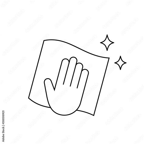 Hand and cleaning cloth line icon. Wipe to disinfect surfaces ...