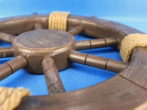 Wholesale Rustic Wood Finish Decorative Ship Wheel 18in - Nautical Decor
