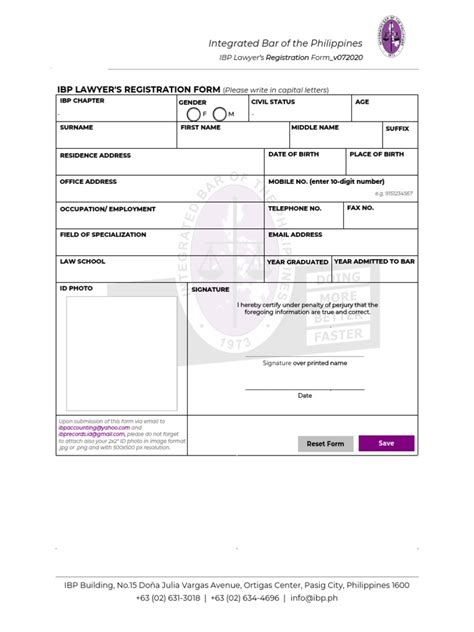 IBP Lawyers Registration Form PDF | PDF