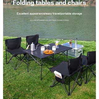 Camping Foldable Table And Chair Set Folding Mini Coffee Table With 2 ...