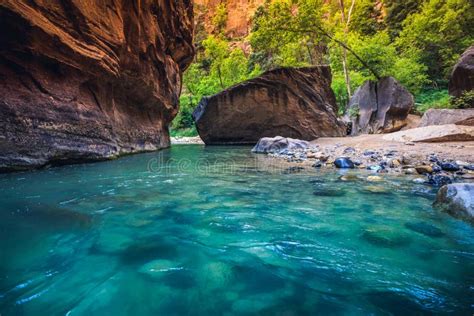 Blue Water of the Narrows of Zion National Park, Utah Stock Image ...