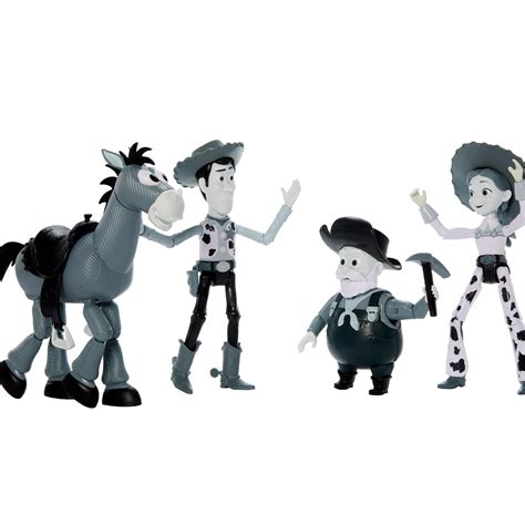 Disney Pixar Toy Story Woody's Roundup Black and White Variant 7-Inch Action Figure 4-Pack