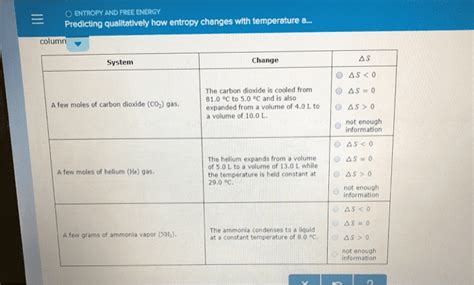 OneClass: O ENTROPY AND FREE ENERGY Predicting qualitatively how entropy changes with temperatu...