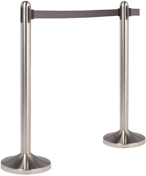 Chrome Stanchion Post with Retractable Belt - Black - Higgins.ie