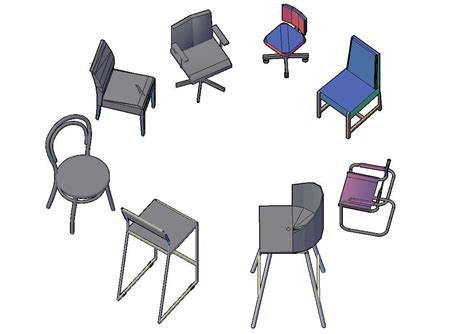 Free Download 3D Drawing Of Many Different Chairs With Basic Rendered ...