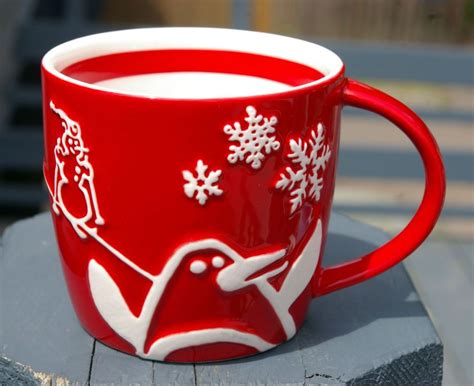 Details about Starbucks Coffee Company 8oz Penguin Holiday 2007 Red Embossed Christmas Mug in ...