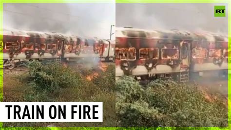 Fire erupts on train in India