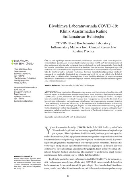 (PDF) COVID-19 and Biochemistry Laboratory: Inflammatory Markers from ...