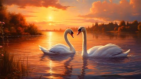 Premium AI Image | two swans in a lake