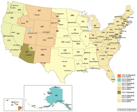 Printable USA Map With Time Zones