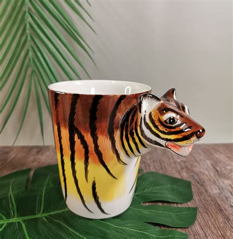 Funny Tiger Handmade Ceramic Animal Shaped Coffee Mugs Cool | Etsy