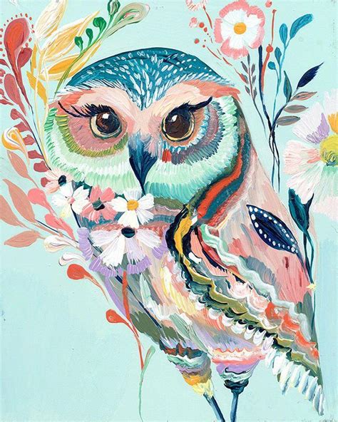 Floral Owl Bird Paint By Numbers - Numeral Paint Kit