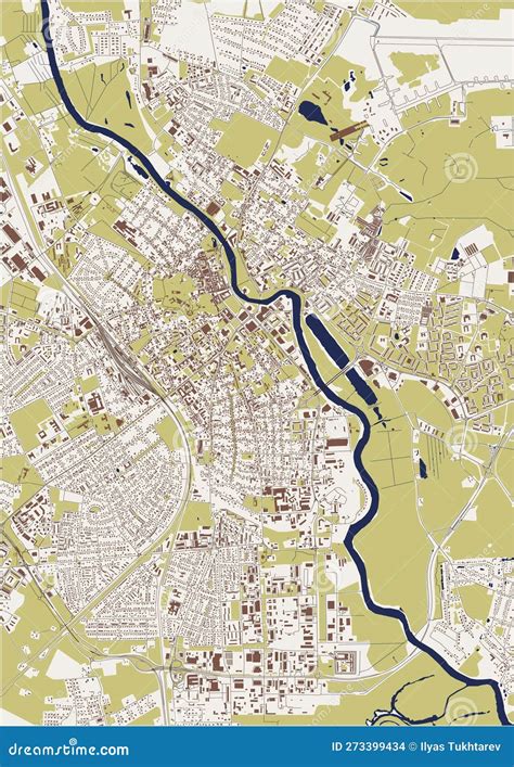 Tartu, Estonia Black And White High Resolution Vector Map Stock Photo ...