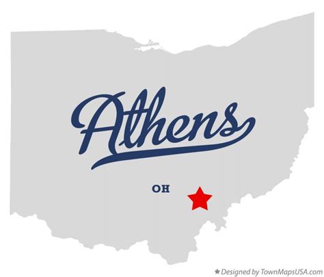 Map of Athens, Athens County, OH, Ohio