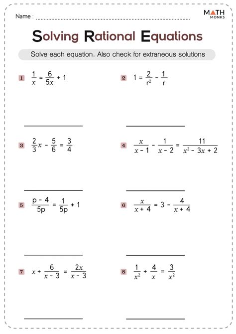 Simplifying Rational Expressions Worksheets Math Monks