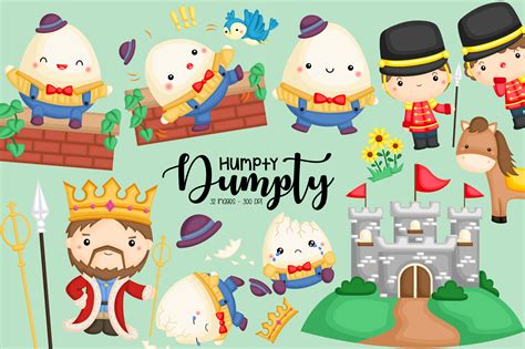 Cute Humpty Dumpty Story Clipart Illustration par Inkley Studio ...