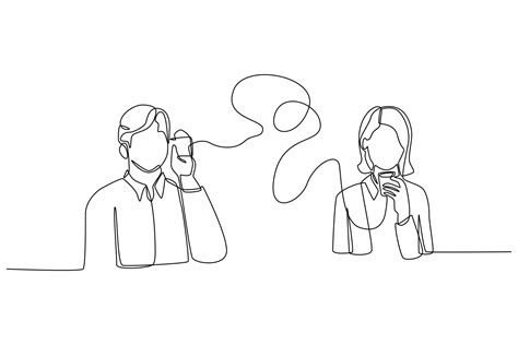 Continuous one line drawing business man and woman communicate with old technologies ...