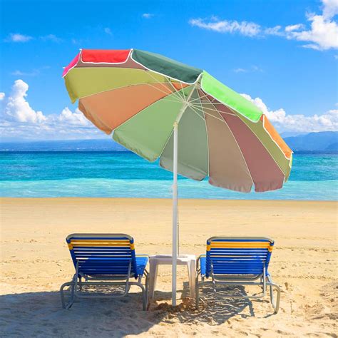 Yescom Rainbow Beach Umbrella 30+ UV Protecting Sunshade with Tilt ...